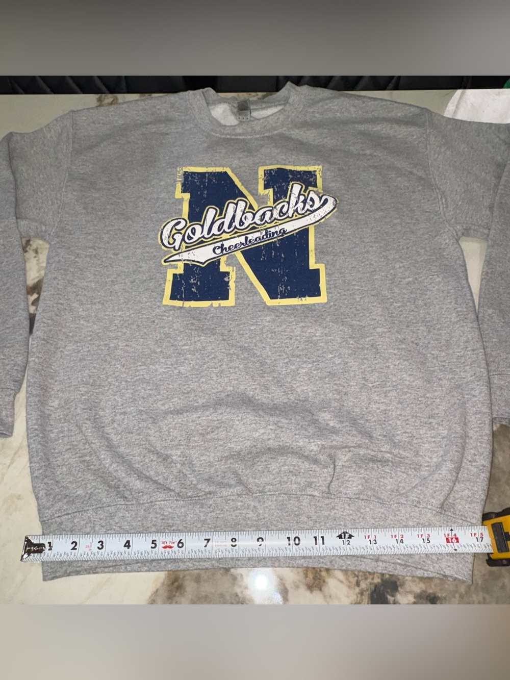 Gildan Gray Crewneck Sweatshirt with Navy & Yellow 'N' Graphic - Picture 4 of 13